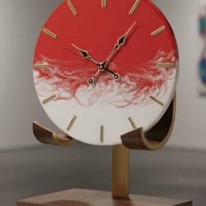 red and white wall clock