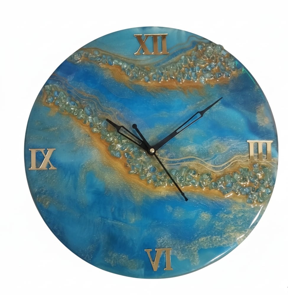 Aqua Gemstone Resin Clock