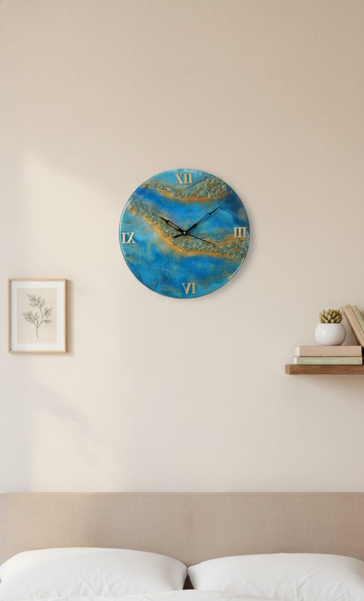 Aqua Gemstone Resin Clock - Image 4