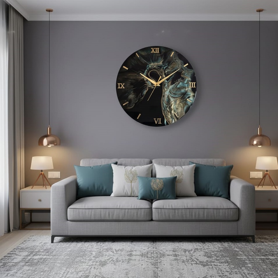 decorative epoxy resin round black & golden colour roman numbers analog 15.5 inches wall clock for living room home decoration office gifts decorative epoxy resin round black & golden colour roman numbers analog 15.5 inches wall clock for living room home decoration office gifts