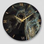 decorative epoxy resin round black & golden colour roman numbers analog 15.5 inches wall clock for living room home decoration office gifts