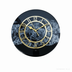 abstract black & white epoxy resin wall clock