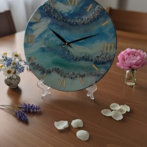 Epoxy resin with stone wall clock Non-ticking machine